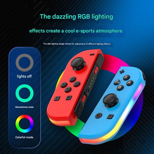 Switch Joy-Con (Left & Right) Wireless Game Controllers — Motion Control, Vibration Feedback, Bluetooth Connectivity, and RGB Lighting