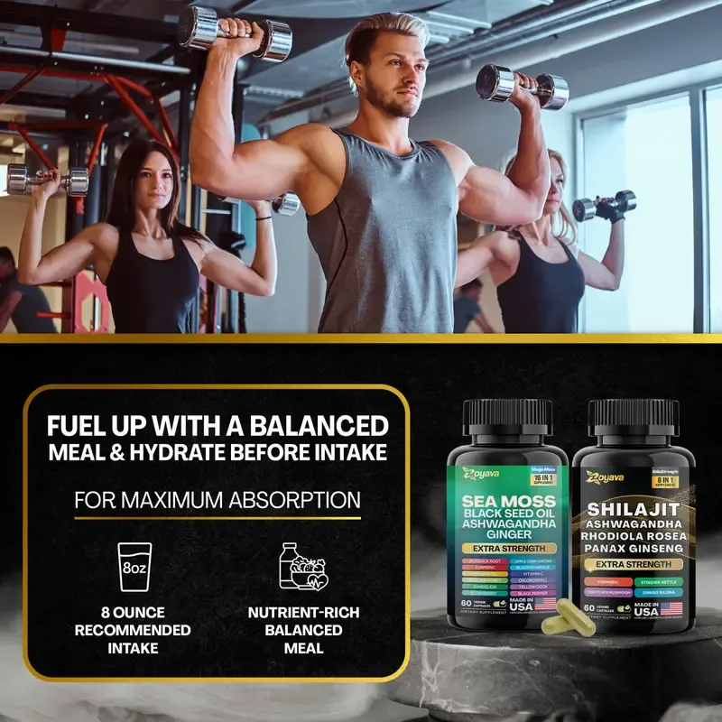 Dynamic Vitality Bundle - Zoyava Sea Moss & Shilajit Supplements - All-in-One Multivitamin Combo with Extra Strength Ingredients