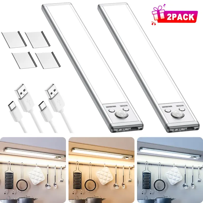 Under Cabinet Lights,Motion Sensor Night Light Indoor,1500mAh USB Rechargeable Light,Magnetic Installation Dimmable Lights for Kitchen,Wardrobe,Pantry, Closet,Bathroom,Stairs,Sink Cabinet,Garage,Mother's Day gift