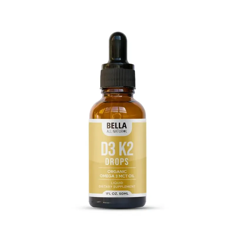 Three Pack Bella All Natural D3 K2 Drops Organic Omega 3 MCT Oil 50ml Supplement for Daily Health Needs