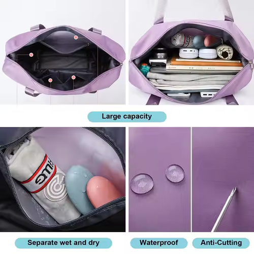 ⌛Large Capacity Universal Wheel Waterproof Dry Wet Separation Travel Bag
