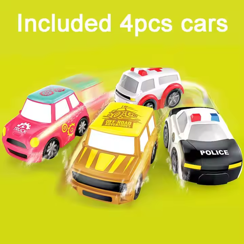 Parking Lot Set Truck Metal Parking Lot Toy for Kids Die Cast Garage Collection Toy Portable Wheel Track Play Set
