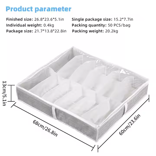 Hot Sale Foldable Underbed Storage Bag Lightweight Modern Design Square Fabric Shoe and Clothes Mesh Travel Bag