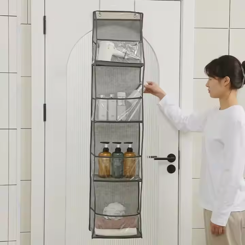6Layers Transparent Hanging Organizers for Doors Fabric Storage Bag with Hanger Underwear Socks Clothes Toys Storage Organizer