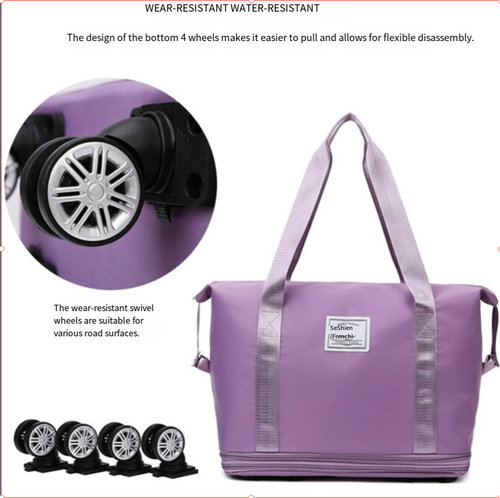 ⌛Large Capacity Universal Wheel Waterproof Dry Wet Separation Travel Bag