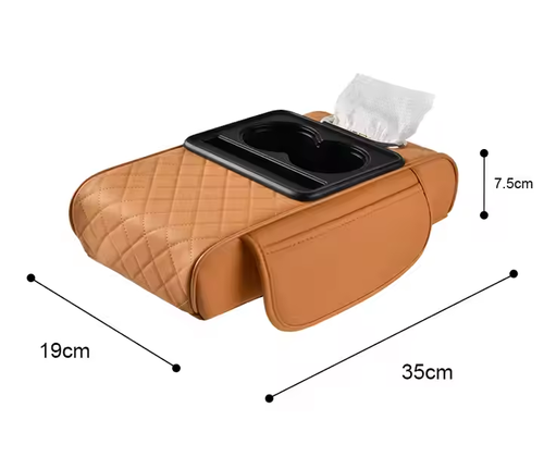 Luxury Leather Car Armrest Protection Cushion Car Interior Accessories Car Center Console Phone Cup Bottle Napkin Storage