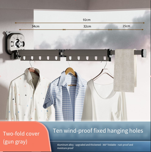 *Ready to use * Suction Cup Wall Mount Folding Clothes Drying Rack💥