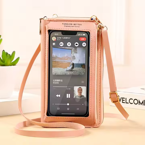 Touchable Screen Mobile Phone Women's Bag One Shoulder Transparent Phone Bag