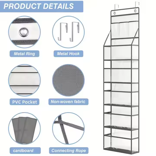 6Layers Transparent Hanging Organizers for Doors Fabric Storage Bag with Hanger Underwear Socks Clothes Toys Storage Organizer