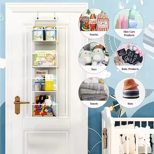 6Layers Transparent Hanging Organizers for Doors Fabric Storage Bag with Hanger Underwear Socks Clothes Toys Storage Organizer