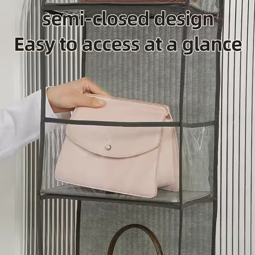 6Layers Transparent Hanging Organizers for Doors Fabric Storage Bag with Hanger Underwear Socks Clothes Toys Storage Organizer