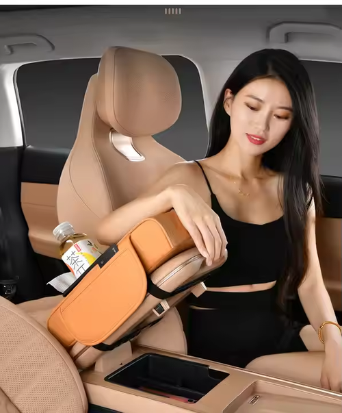 Luxury Leather Car Armrest Protection Cushion Car Interior Accessories Car Center Console Phone Cup Bottle Napkin Storage