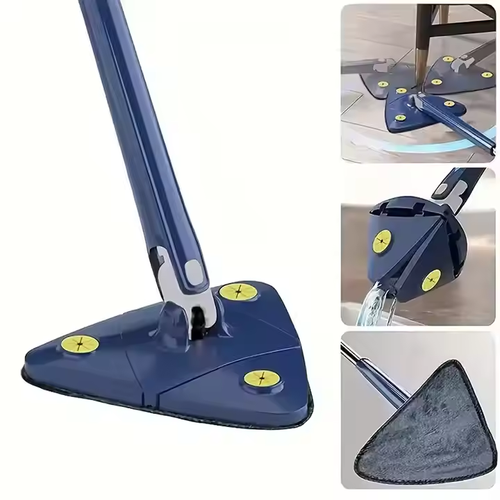 Microfiber Self-Wringer Flat Twist Mop with Automatic Water-Squeezing Rotatable Head for Wall and Floor Cleaning for Home