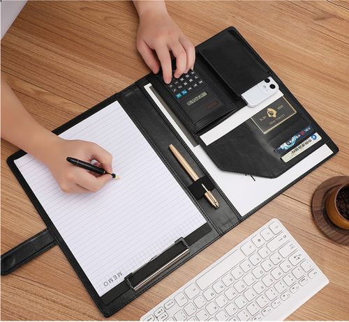 Multifunctional Business Zipper Folder with 12-digits Calculator