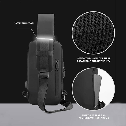High-quality Durable Fashion Men's Chest Bag Custom Crossbody Bag Rechargeable Bag
