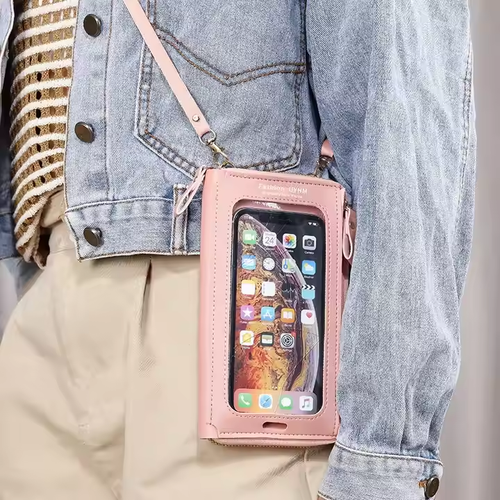 Touchable Screen Mobile Phone Women's Bag One Shoulder Transparent Phone Bag