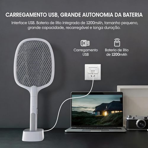 Mata-mosquitos elétrico portátil, armadilha para insetos recarregável via USB. É fisicamente seguro e inofensivo, ideal para matar mosquitos, insetos e moscas. Perfeito para quartos, casas, escritórios e campismo.