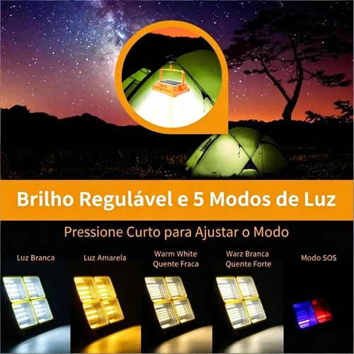 Luz Solar Recarregável 2-em-1 | Carregamento Solar + USB, 5 Modos, Magnética e IP66 - Solução Definitiva para Falta de Luz em Angola