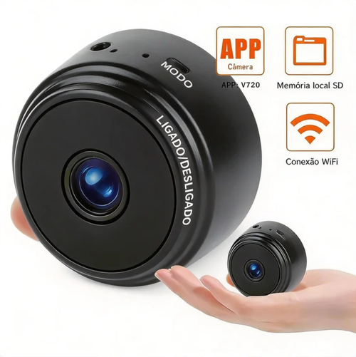 Mini Câmara Sem Fios OURLIFE, Recarregável via USB, Câmara de Segurança Inteligente para Casa, Câmara Sem Fios Interior com Visualização Remota, Câmara de Segurança Controlada por Aplicação Android para Casa e Escritório.