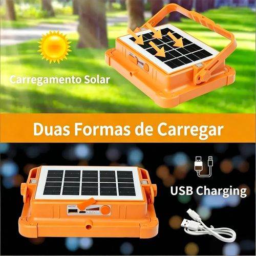 Luz Solar Recarregável 2-em-1 | Carregamento Solar + USB, 5 Modos, Magnética e IP66 - Solução Definitiva para Falta de Luz em Angola