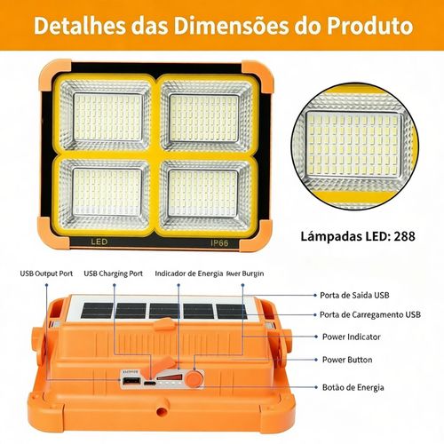 Luz Solar Recarregável 2-em-1 | Carregamento Solar + USB, 5 Modos, Magnética e IP66 - Solução Definitiva para Falta de Luz em Angola