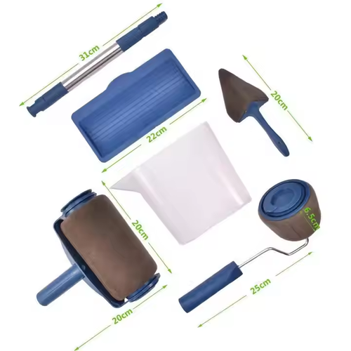 Conjunto de 6 peças de rolo de pintura e pincel para bricolage com cabo de tinta