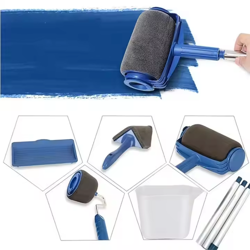 Conjunto de 6 peças de rolo de pintura e pincel para bricolage com cabo de tinta