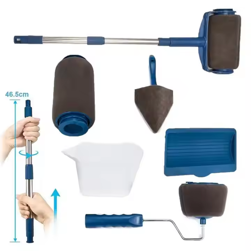 Conjunto de 6 peças de rolo de pintura e pincel para bricolage com cabo de tinta
