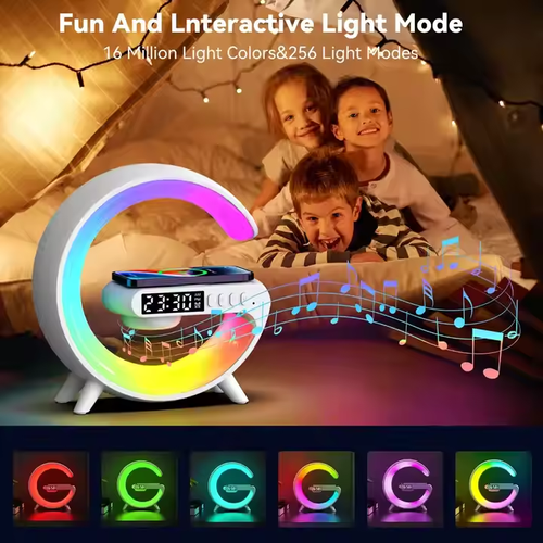 LED Night Light, Smart Speaker with Wireless Charger Music Light Clock RGB LED Light for Outdoor Party Gifts