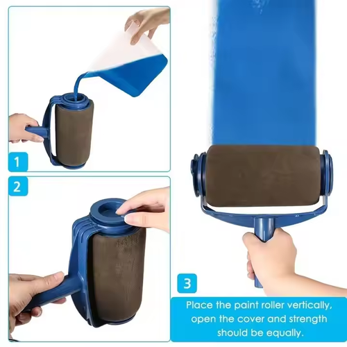 Conjunto de 6 peças de rolo de pintura e pincel para bricolage com cabo de tinta