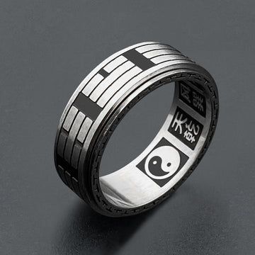 Buddha Treasures Bagua Yin Yang Titanium Steel Balance Rotatable Ring