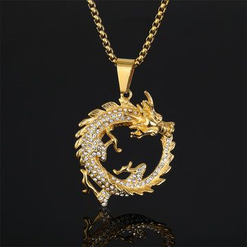 Buddha Treasures Chinese Zodiac Dragon Pattern Success Necklace Pendant