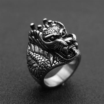 Buddha Treasures Dragon Balance Titanium Steel Ring