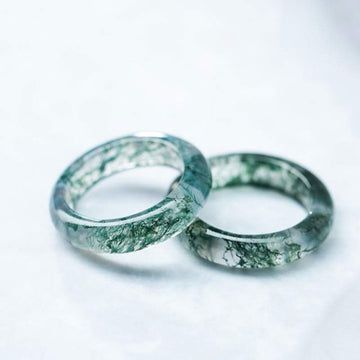 Buddha Treasures Moss Agate Healing Balance Ring