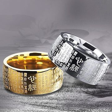 Buddha Treasures FengShui Buddhism Ancient Heart Sutra Lucky Ring