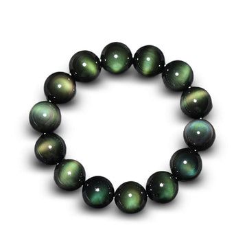 Buddha Treasures Natural Green Eye Obsidian Wealth Bracelet