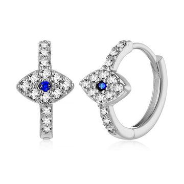 Buddha Treasures 925 Sterling Silver Evil Eye Symbol Blessing Stud Earrings