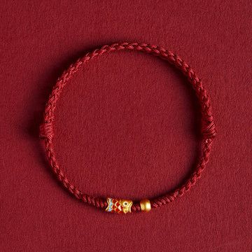 Buddha Treasures 925 Sterling Silver Handmade Koi Fish Wealth Success Braided Rope Bracelet