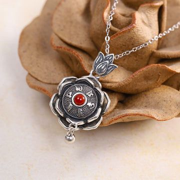 Buddha Treasures 925 Sterling Silver Om Mani Padme Hum Lotus Peace Necklace Pendant Earrings