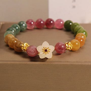Buddha Treasures Colorful Tourmaline Jade Flowers Love Bracelet