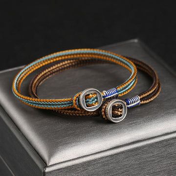 Buddha Treasures 925 Sterling Silver Handmade Button Protection Weave String Bracelet