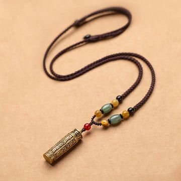 Buddha Treasures Tibet Om Mani Padme Hum Agate Shurangama Sutra Protection Necklace Pendant