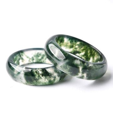 Buddha Treasures Moss Agate Healing Balance Ring