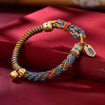 Buddha Treasures Tibetan Om Mani Padme Hum Carved Zakiram Goddess of Wealth Charm Amulet Bracelet