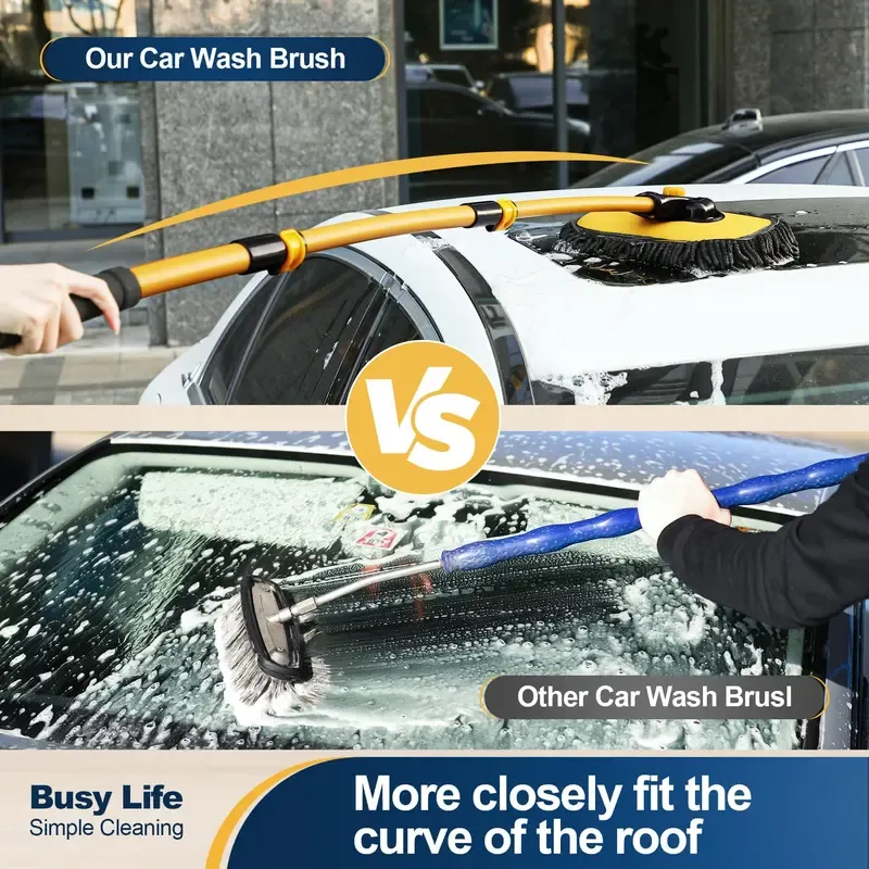 🔥※ 43-inch long-handled car wash mop with 15° ergonomic design, ultra-fine fiber material to prevent scratching, extendable aluminum rod (durable), suitable for cars, trucks, SUVs and household cleaning - car wash accessories! Car necessities! Holiday gifts!
