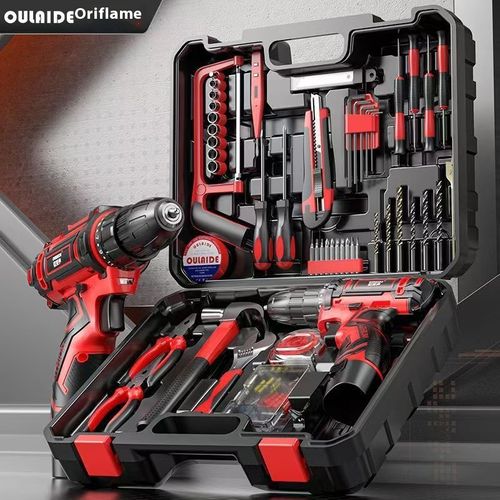 🔨⏰Household tool set electric drill multi-function hand drill tool box hardware electrical carpentry repair set (31,000 people repurchased)