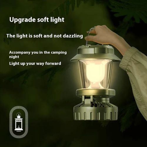 💡🔥New Portable Solar Camping Lantern with Fan, Rechargeable Home-Outdoor Multi-functional Ambient Lighting