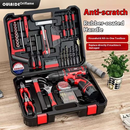 🔨⏰Household tool set electric drill multi-function hand drill tool box hardware electrical carpentry repair set (31,000 people repurchased)
