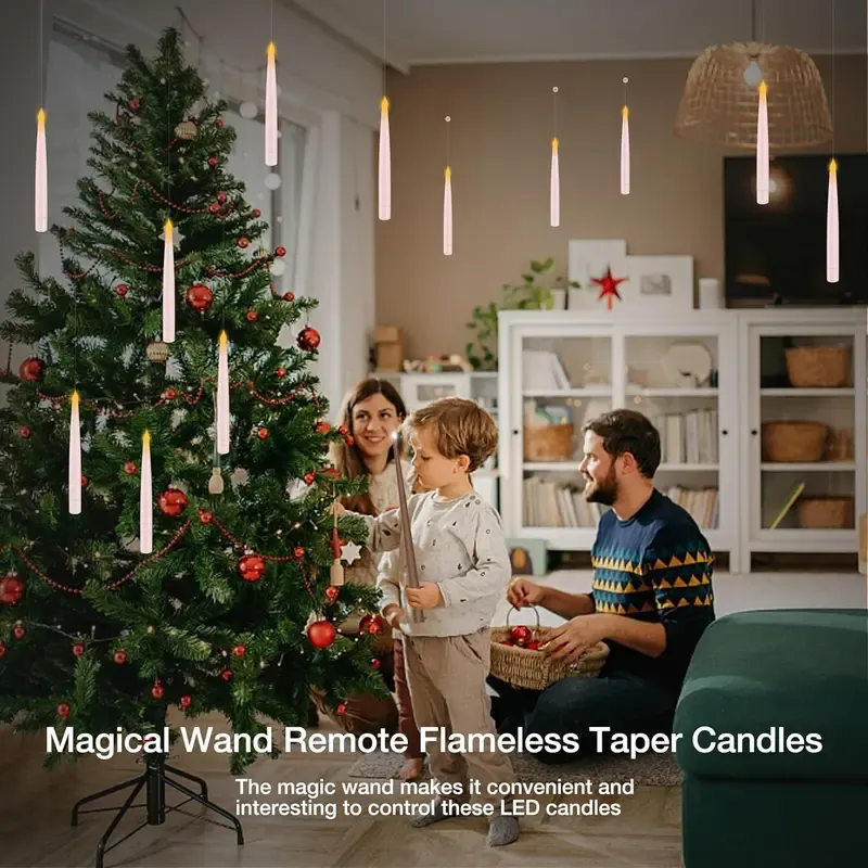 💡🔋Flameless Conical Ceiling Suspended Candle Light Flickering Holiday Decoration Wand Remote Control LED Christmas Candle Light (Sold Out Almost!⏰)