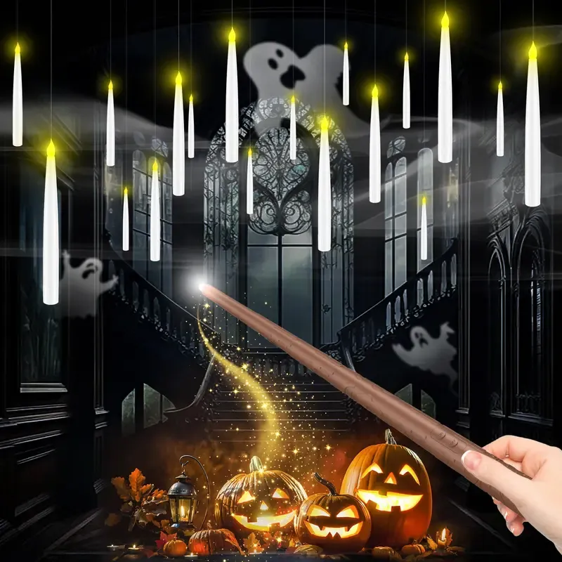 💡🔋Flameless Conical Ceiling Suspended Candle Light Flickering Holiday Decoration Wand Remote Control LED Christmas Candle Light (Sold Out Almost!⏰)